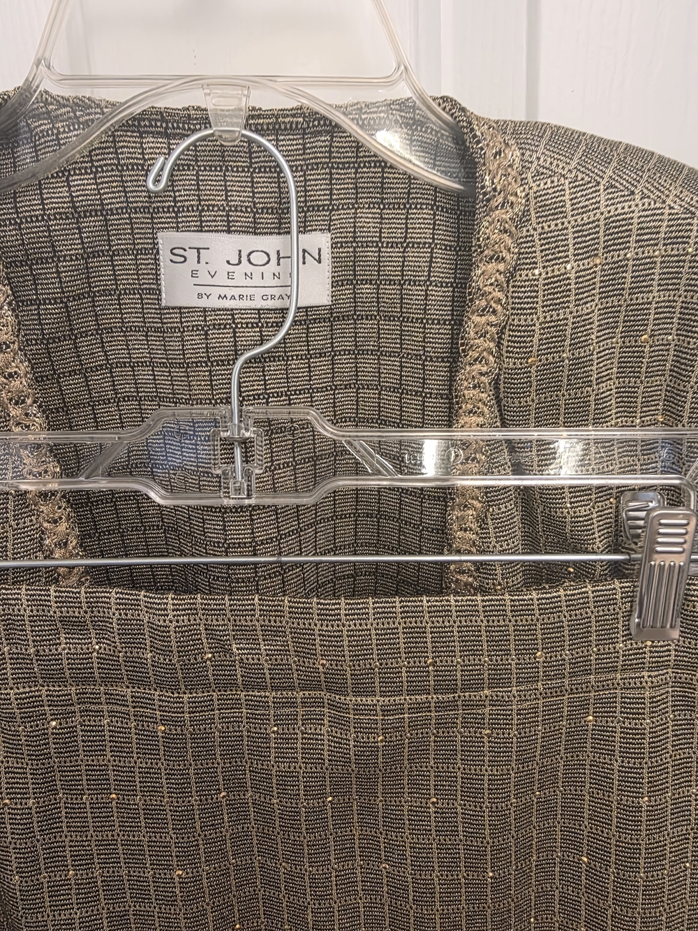 St. John Evening Brown Knit Jacket with Gold Threading